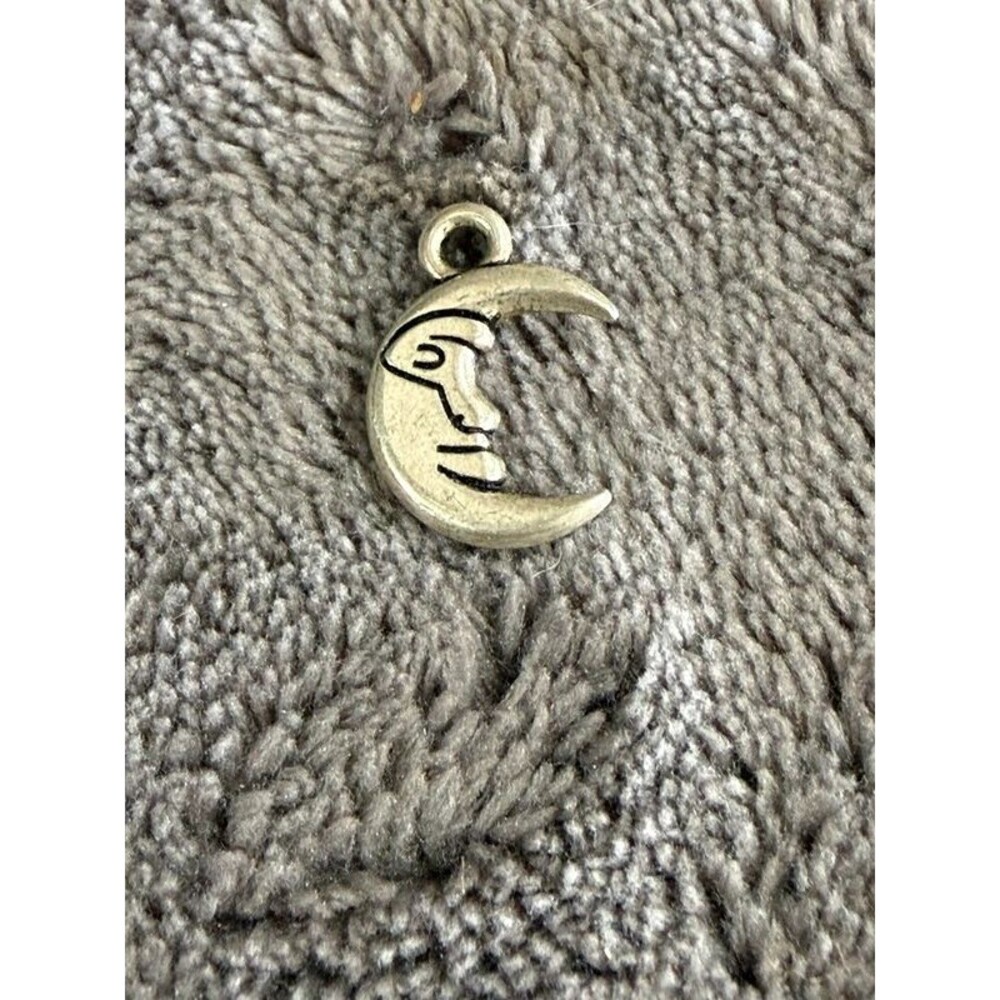 Vintage Silver Tone Crescent Man in the Moon Celestial Charm Pendant